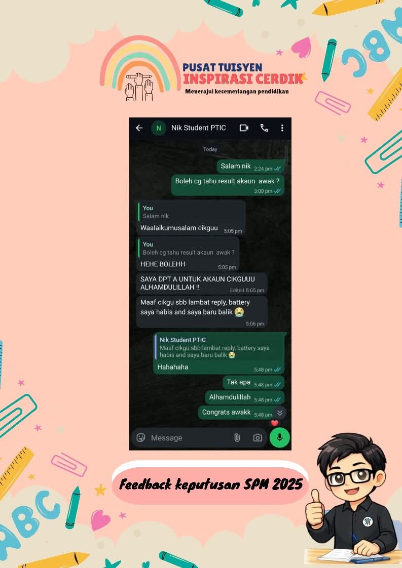 Maklum balas pelajar tentang keputusan Prinsip Perakaunan SPM