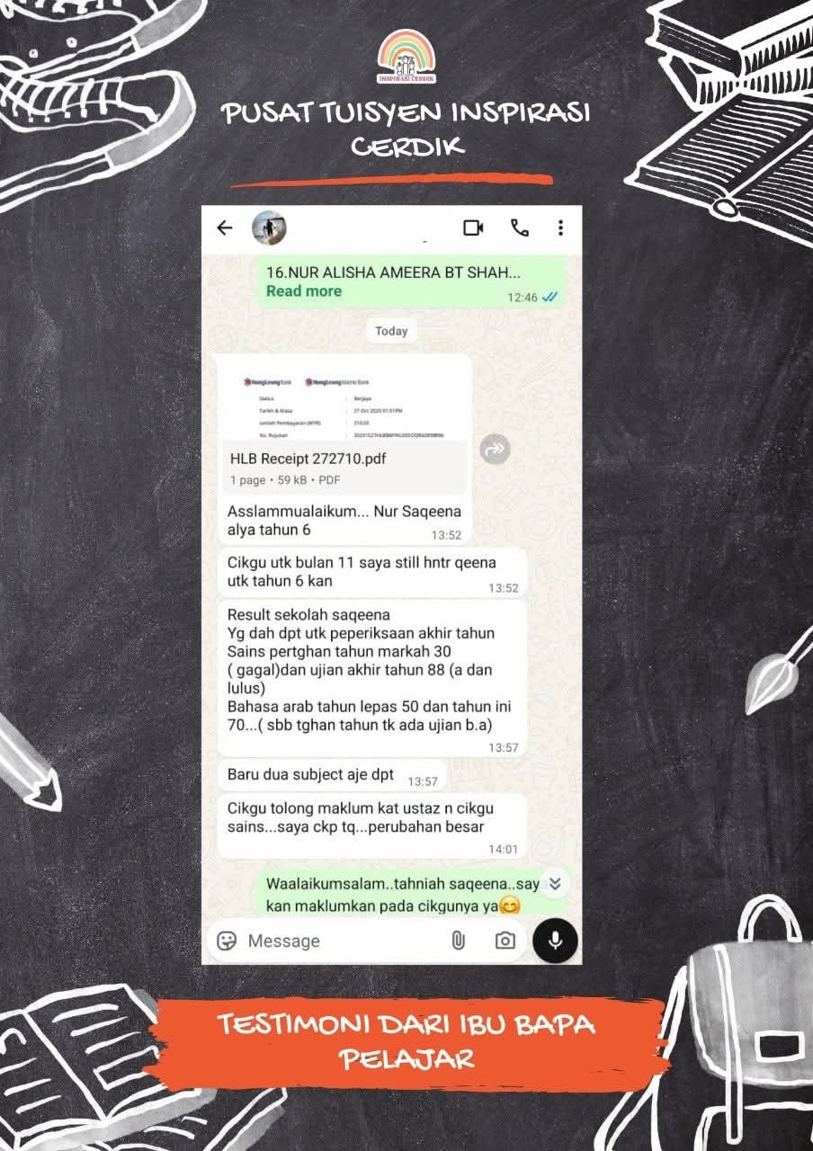 Maklum balas ibu bapa tentang peningkatan keputusan Sains dan Bahasa Arab